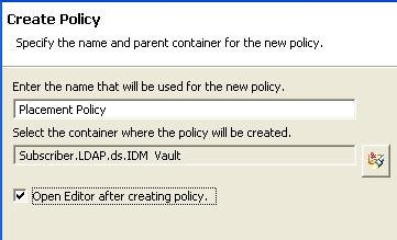 Create Policy Wizard (ポリシー作成ウィザード)