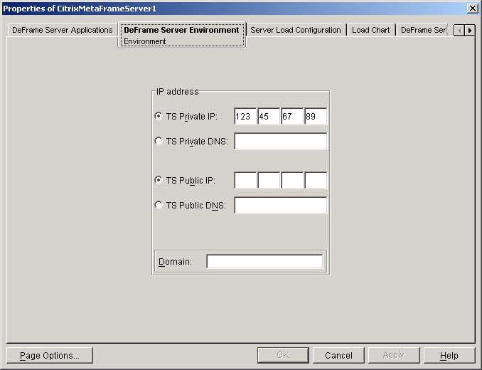 DeFrame�T�[�o�I�u�W�F�N�g�́mEnvironment�n�y�[�W