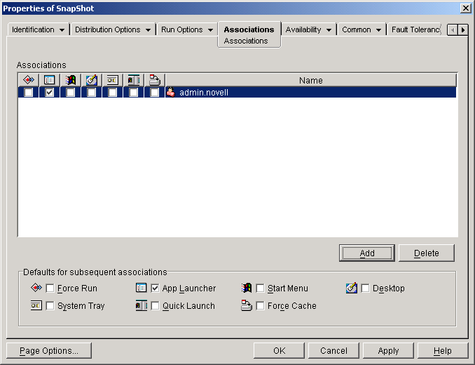 �A�v���P�[�V�����I�u�W�F�N�g>�mAssociations�n�^�u>�mAssociations�n�y�[�W