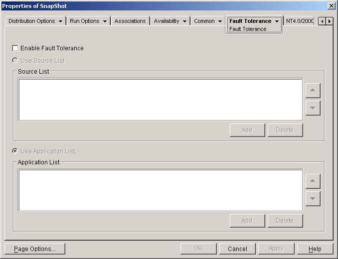 �A�v���P�[�V�����I�u�W�F�N�g�́mFault Tolerance�n�y�[�W