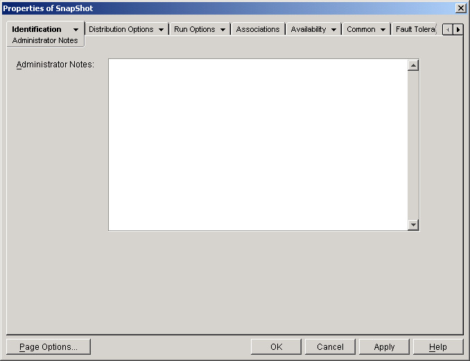 �A�v���P�[�V�����I�u�W�F�N�g>�mIdentification�n�^�u>�mAdministrator Notes�n�y�[�W