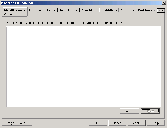 �A�v���P�[�V�����I�u�W�F�N�g>�mIdentification�n�^�u>�mContacts�n�y�[�W