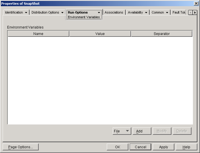 �A�v���P�[�V�����I�u�W�F�N�g>�mRun Options�n�^�u>�mEnvironment Variables�n�y�[�W