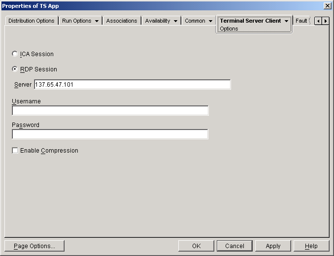 �A�v���P�[�V�����I�u�W�F�N�g>�mTerminal Server Client�n�^�u>�mOptions�n�y�[�W