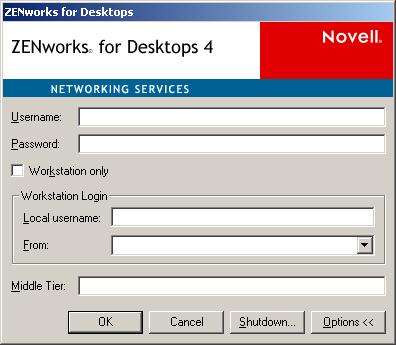 ZfD Management Agent�̃��O�C���_�C�A���O�{�b�N�X�B