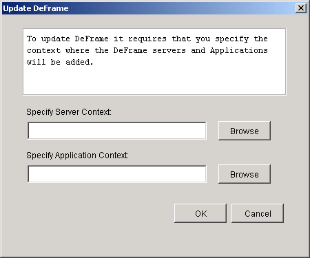 Activate DeFrame dialog box
