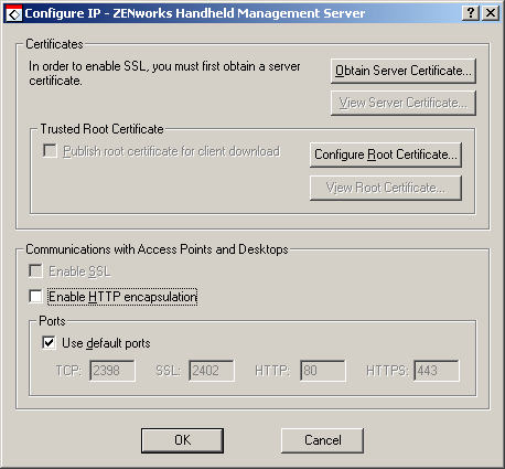 mConfigure IP - ZENworks Handheld Management Servern_CAO{bNX