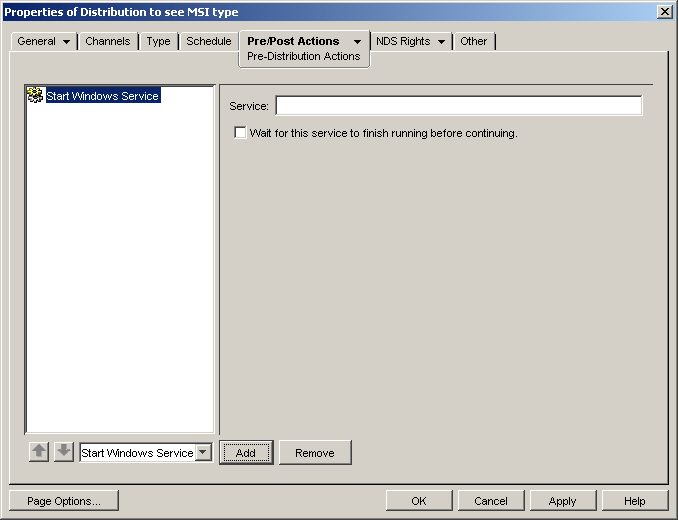 mPre-Post Actionsn>mPre-Distribution Actionsn̏ɃNbNĕ\vpeBy[ẂmStart Windows ServicenIvVAmServicentB[hAvZX̏I҂Ăp邱ƂI`FbN{bNXB