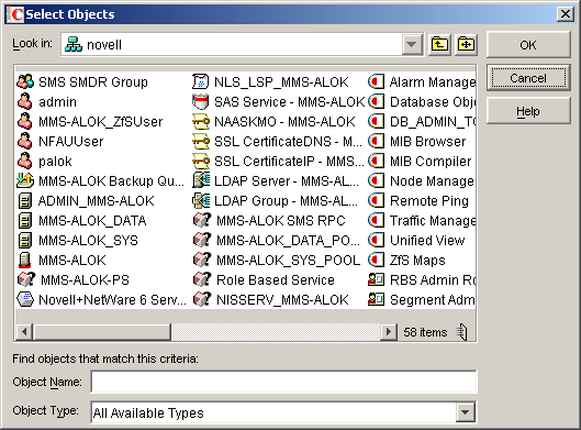 Novell ZENworks Server Management̒`ς݂̃W[Role-based ServicesIuWFNg̃Xg