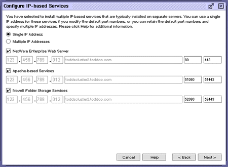 Ekran konfigurowania us�ug opartych na protokole IP