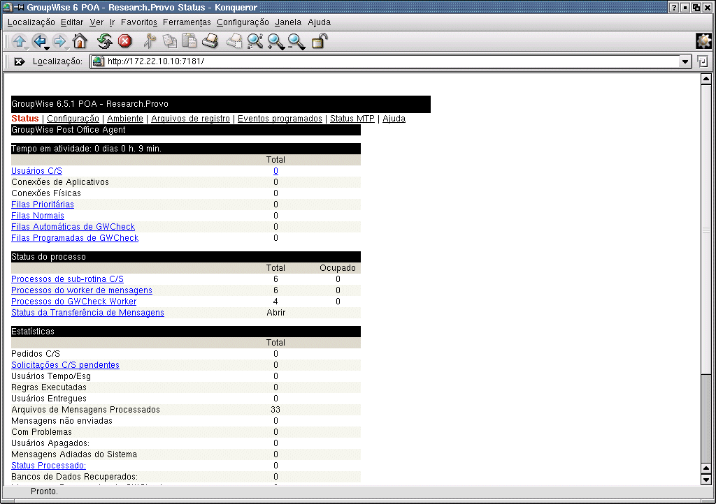 Console da Web do POA no Linux