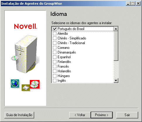 Caixa de diálogo Idioma