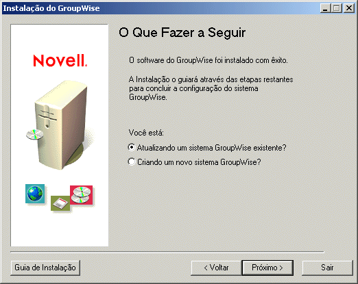 Caixa de diálogo O Que Fazer a Seguir