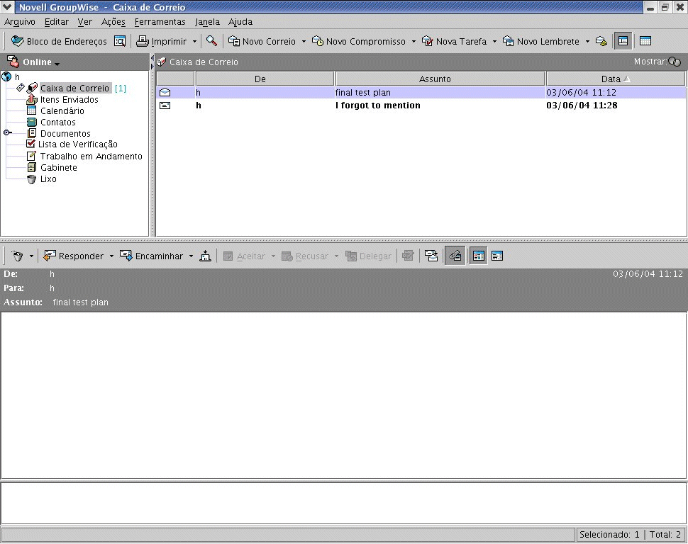 Janela Principal do GroupWise