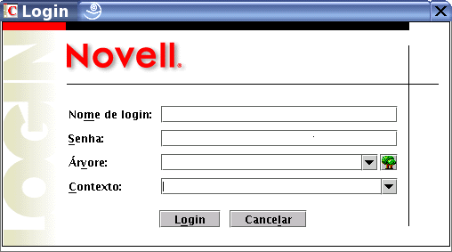 Caixa de diálogo de login no ConsoleOne