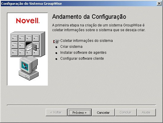 Andamento da Configuração: Página Coletar informações do sistema