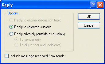 Caixa de diálogo Responder