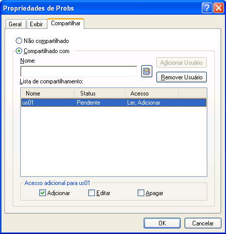 Caixa de diálogo Propriedades da pasta