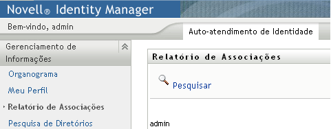 Clique em Pesquisar na página Relatório de Associações para pesquisar as associações de outro usuário