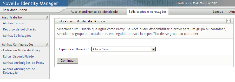 Página Entrar no Modo de Proxy 