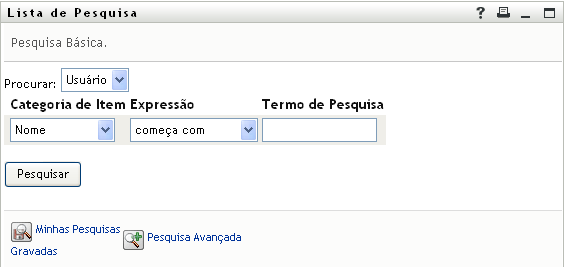 Uma pesquisa básica na Página Lista de Pesquisa 