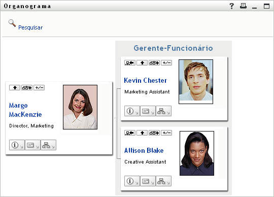 O portlet na página Organograma