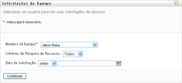 Página Tarefas de Equipe 