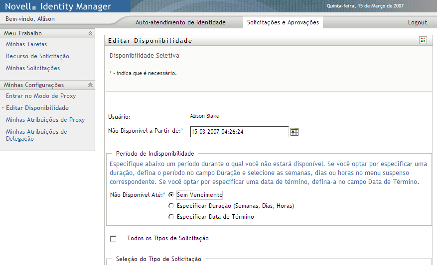 Página Disponibilidade de Edição 
