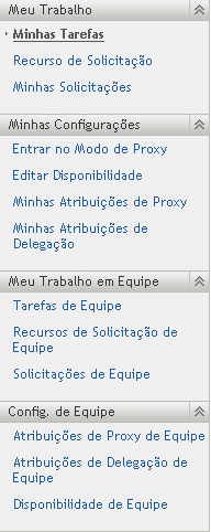 Menu Solicitações e Aprovações