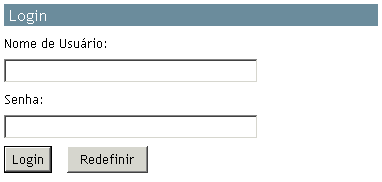 Tela de login do gadget de autenticao
