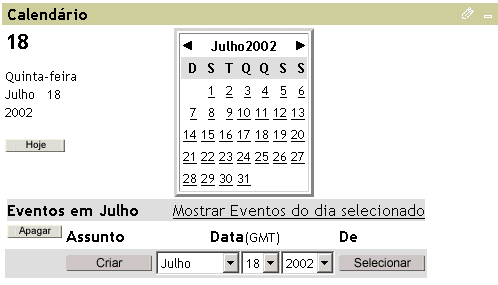 Tela de evento Calendrio da comunidade
