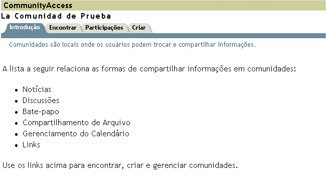 Gadget de acesso à comunidade