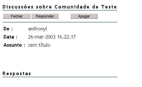 Mensagem do gadget de discussão