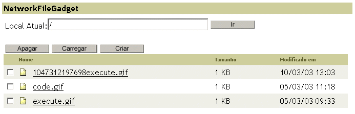 Gadget de arquivo da rede