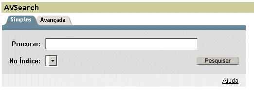 Tela de pesquisa para o gadget de pesquisa do Alta Vista