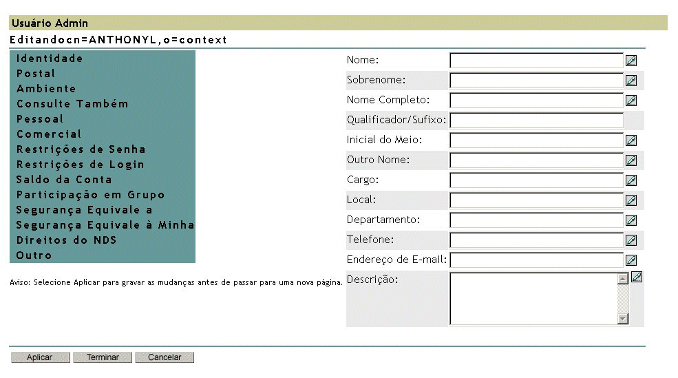 Editar Objeto Usuário