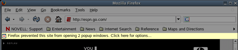 Mensagem quando popups so detectados
