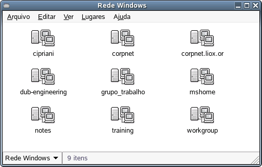 Grupos de trabalho em uma rede do Windows