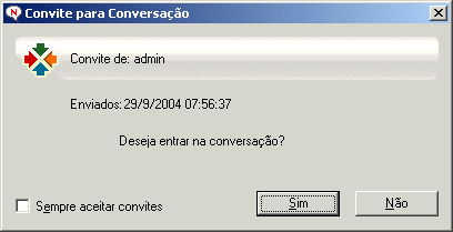 Caixa de mensagem Convite para Conversa��o