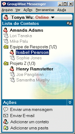 Janela principal do GroupWise Messenger
