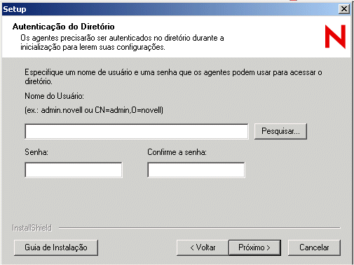 Caixa de diálogo Autenticação do Diretório