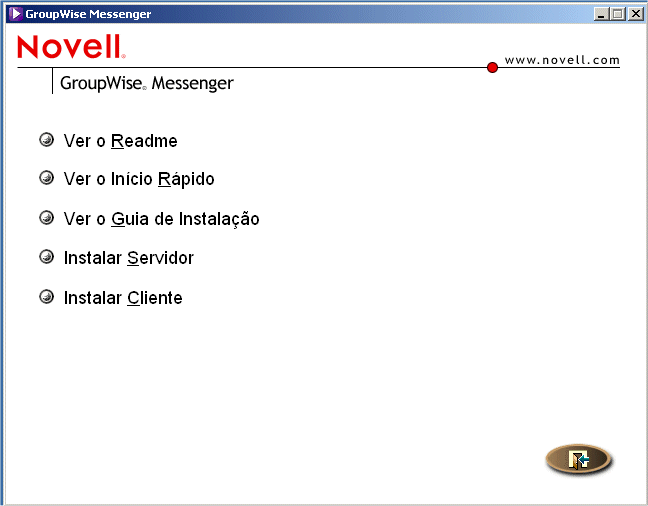Janela principal de Instalao do Novell Messenger