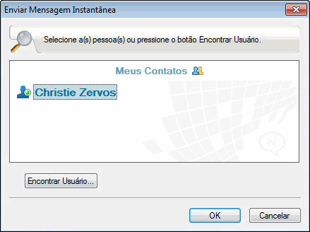 Caixa de diálogo Enviar Mensagem Instantânea mostrando o botão Encontrar Usuário