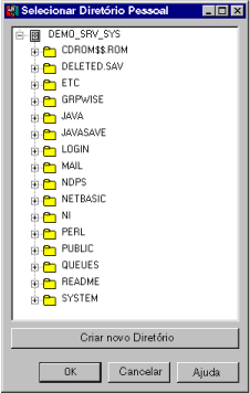 Caixa de diálogo Selecionar diretório pessoal