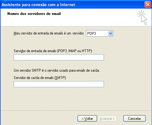Informações do servidor de e-mail