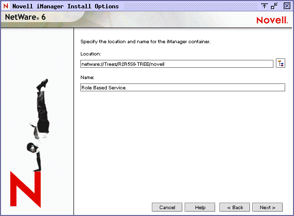 Tela de opções de instalação do eDirectory iManage