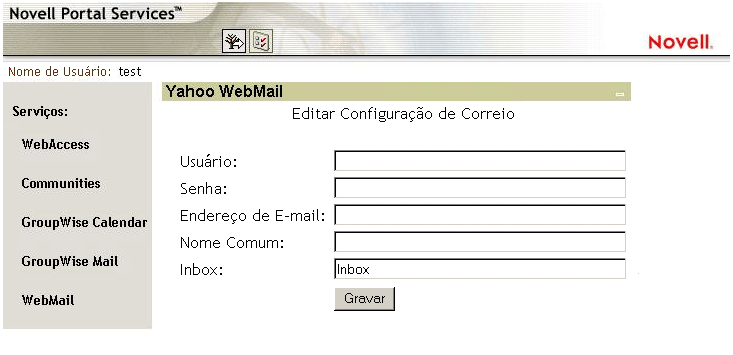 Amostra da interface da máscara Default