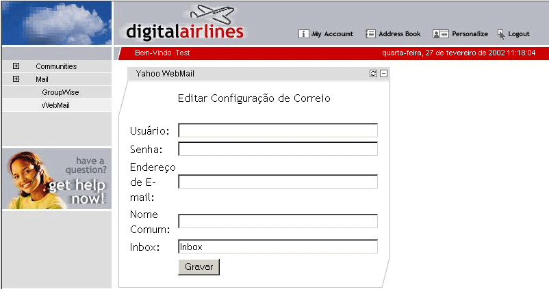 Amostra da interface Digital Airlines 2