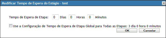 Caixa de diálogo Modificar Tempo de Espera do Estágio