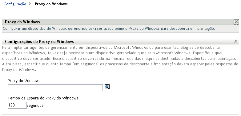 Página Configurações do Proxy do Windows
